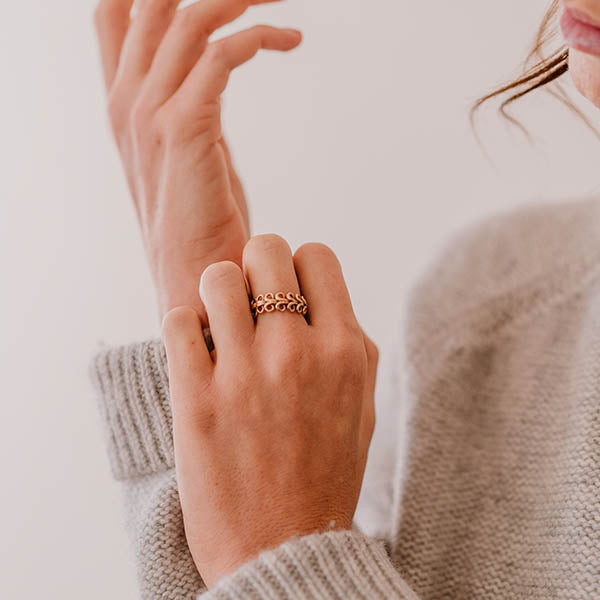 Anello fedina made in italy oro rosa ghirigori