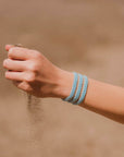 bracciale argento tre nastri sottili passamaneria made in italy azzurro