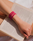 bracciale argento tre nastri sottili passamaneria made in italy rosa fuchsia