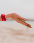 bracciale argento tre nastri sottili passamaneria made in italy rosso