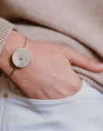 bracciale argento bottone madreperla bianca fatto a mano italia