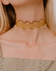 collana girocollo choker argento nastro passamaneria onde giallo oro made in italy
