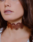 collana girocollo choker argento nastro passamaneria onde mattone made in italy