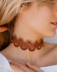 collana girocollo choker argento nastro passamaneria onde mattone made in italy