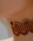 collana girocollo choker argento nastro passamaneria onde mattone made in italy