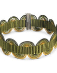 collana girocollo choker argento nastro passamaneria onde verde made in italy
