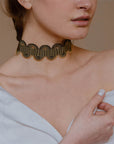 collana girocollo choker argento nastro passamaneria onde verde made in italy