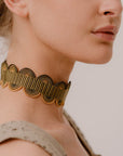collana girocollo choker argento nastro passamaneria onde verde made in italy