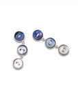 orecchini pendenti argento tre bottoncini madreperla azzurra turchese blu made in italy
