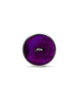 anello argento madreperla bottone grande viola fatto a mano italia