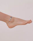 cavigliera caviglia argento made in italy tre bottoncni madreperle azzurro bianco blu