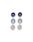 orecchini pendenti argento tre bottoncini madreperla azzurra turchese blu made in italy